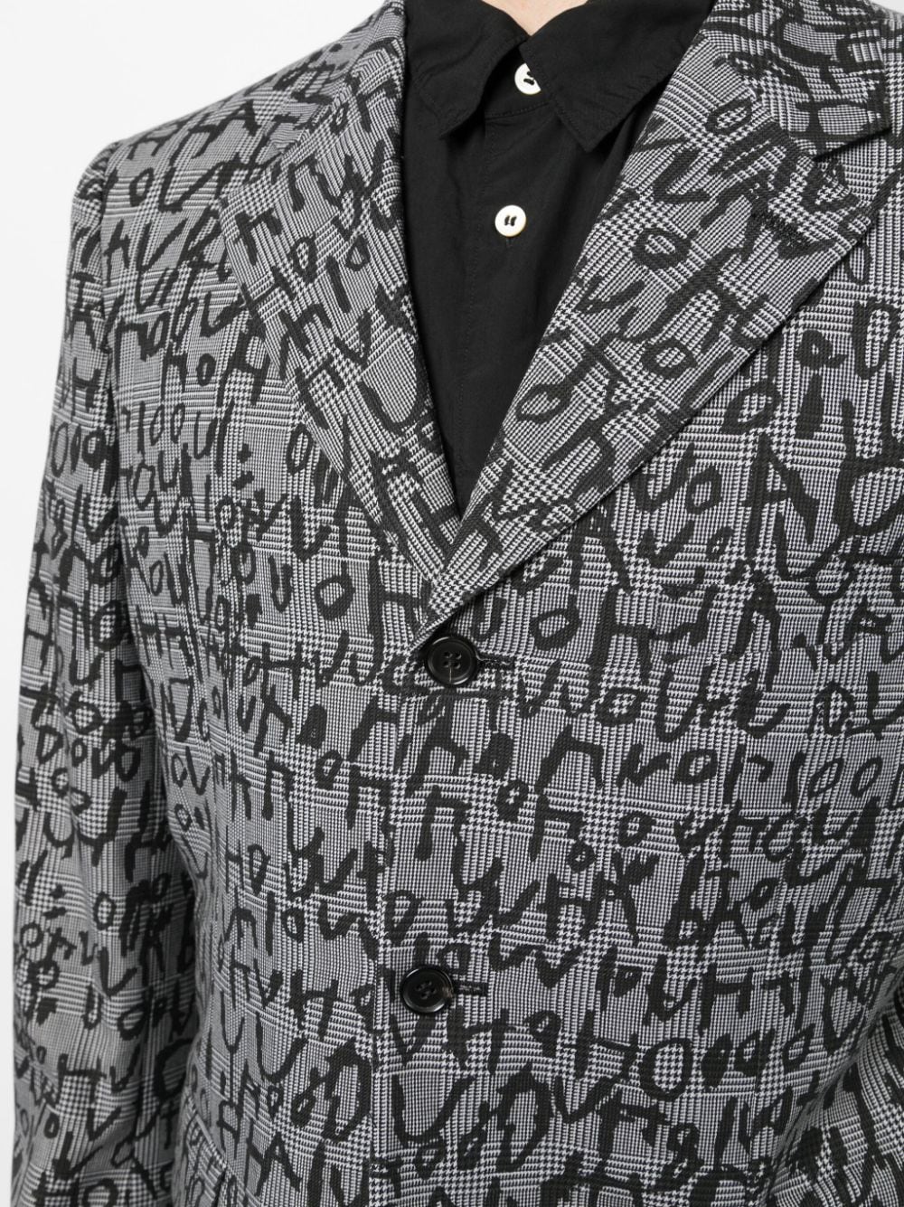 COMME DES GARCONS HOMME PLUS Men's Print Over Houndstooth Blazer