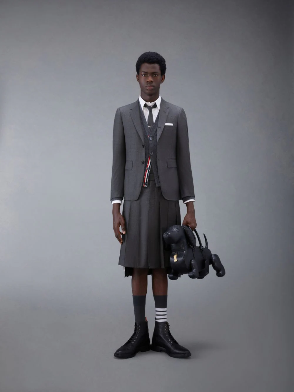 THOM BROWNE Men Twill Classic Rise Pleated Skirt