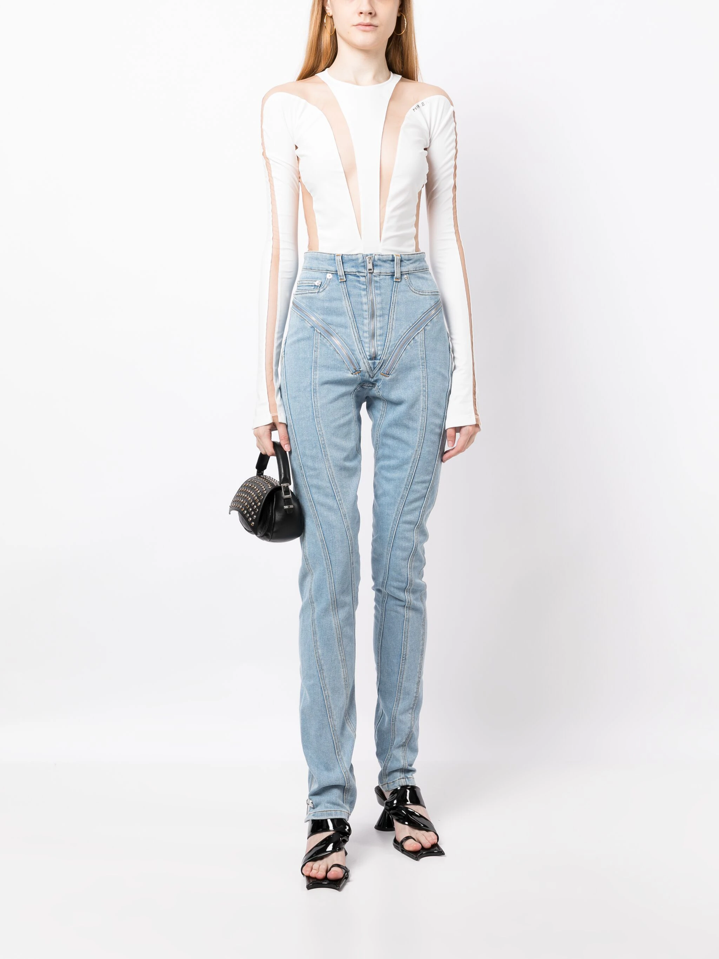 MUGLER Women Denim Stretch Spiral Jeans