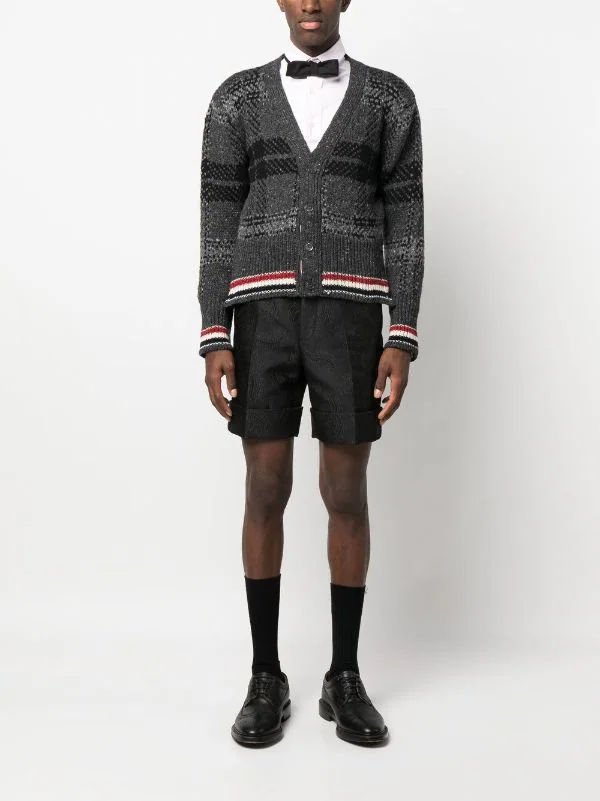 THOM BROWNE Men Tartan Striped Cardigan