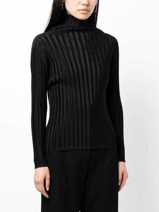 PLEASTS PLEASE ISSEY MIYAKE Women Rib Pleats Basics Turtle Neck Shirt