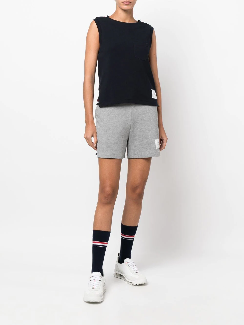 THOM BROWNE Women RWB Stripe Gusset Sweatshorts