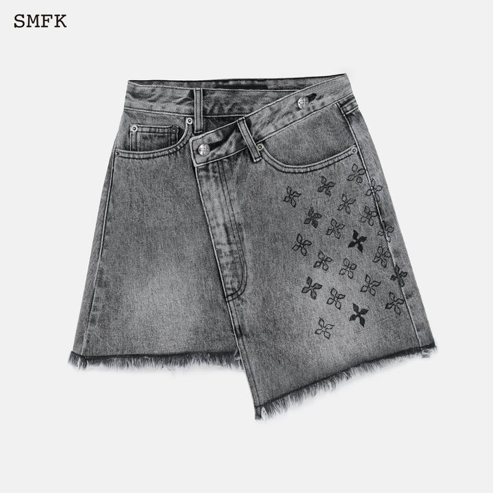 SMFK Women Chao Hand-Painted Denim Skirt