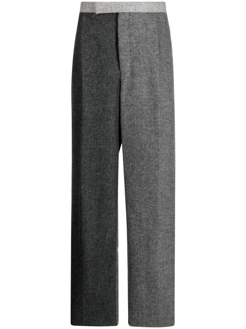 THOM BROWNE Men Classic Rise Tab Single Pleat Trouser in Funmix w/ Fray Edge in Shetland