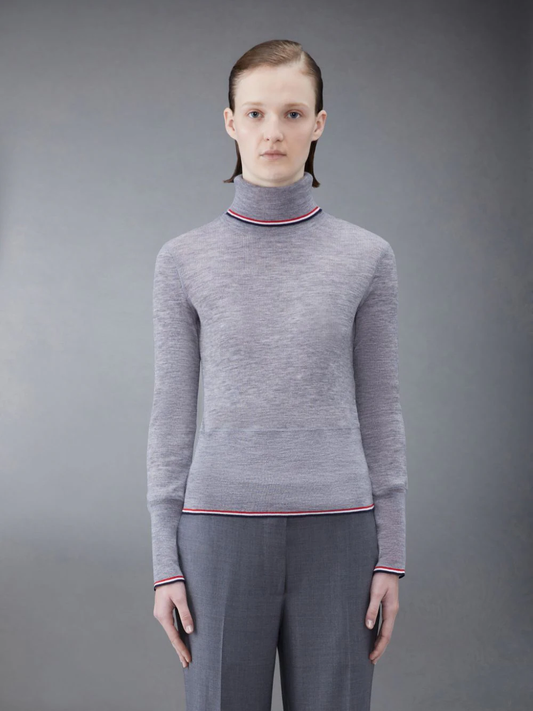 THOM BROWNE Women Rib Wool Longsleeve Turtleneck