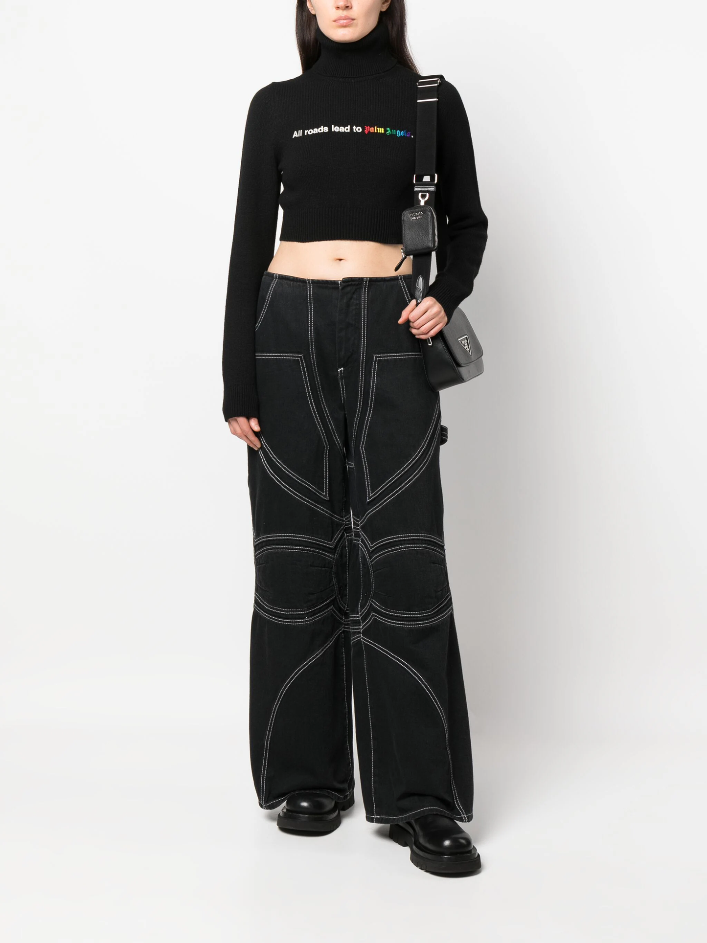 PALM ANGELS Women All Roads Cropped Turtleneck