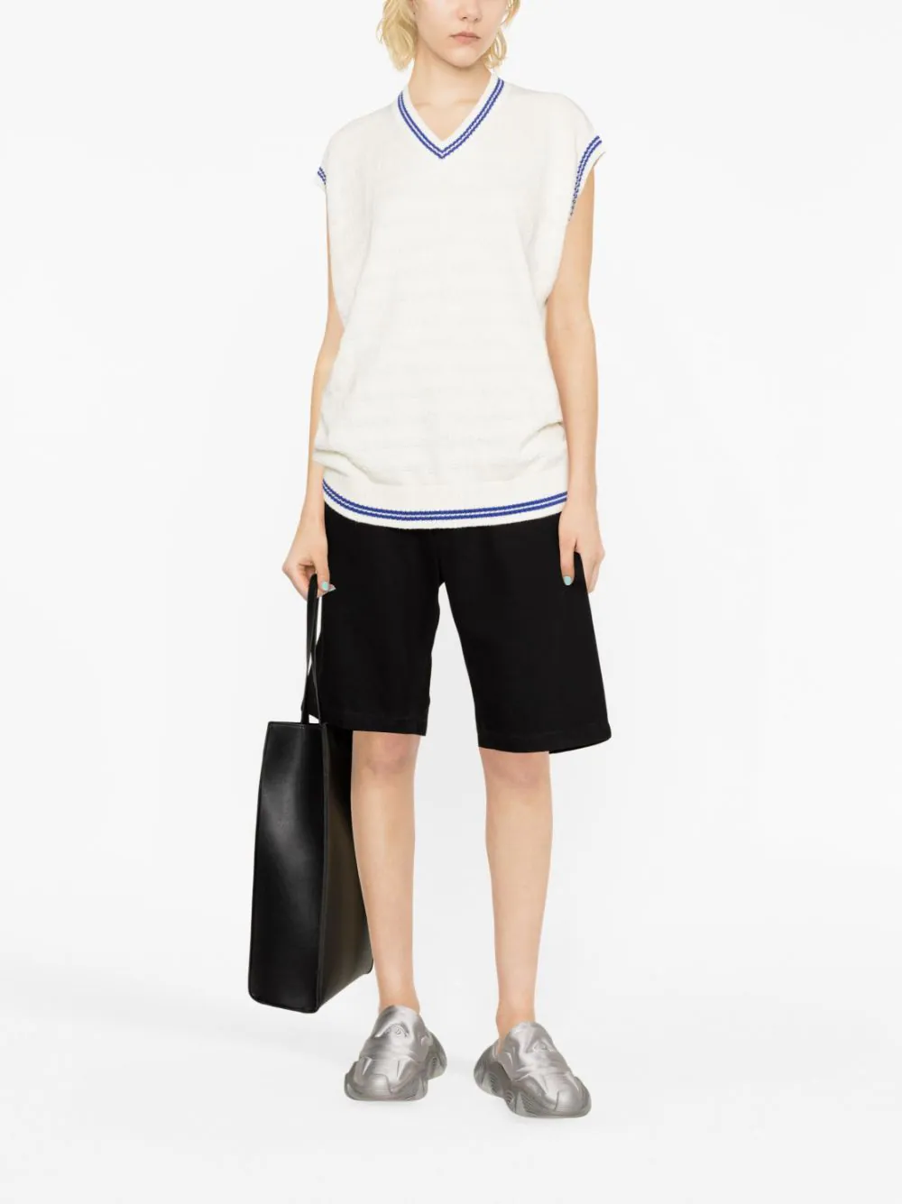 ALEXANDER WANG Women Logo Stripe Tunic V-Neck Vest