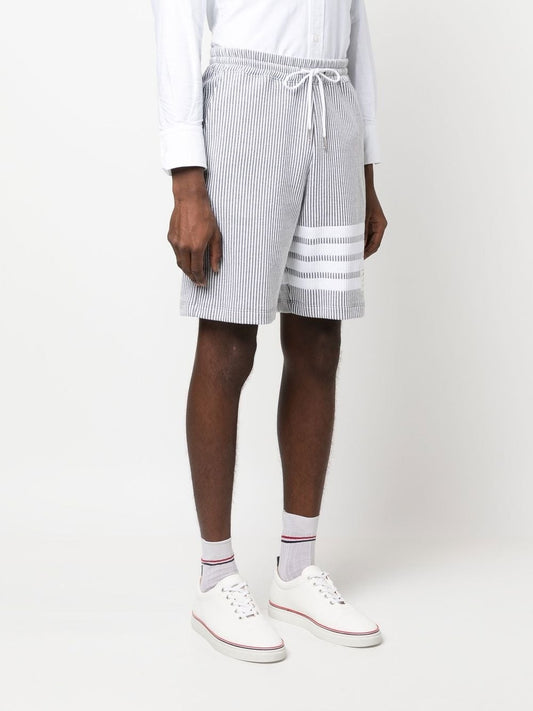 THOM BROWNE Men Seersucker 4 Bar Sweatshorts