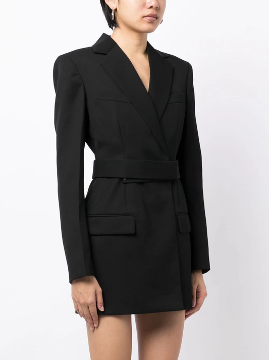 ALEXANDER WANG Women Tailored Belted Blazer Logo Embroidery Dress