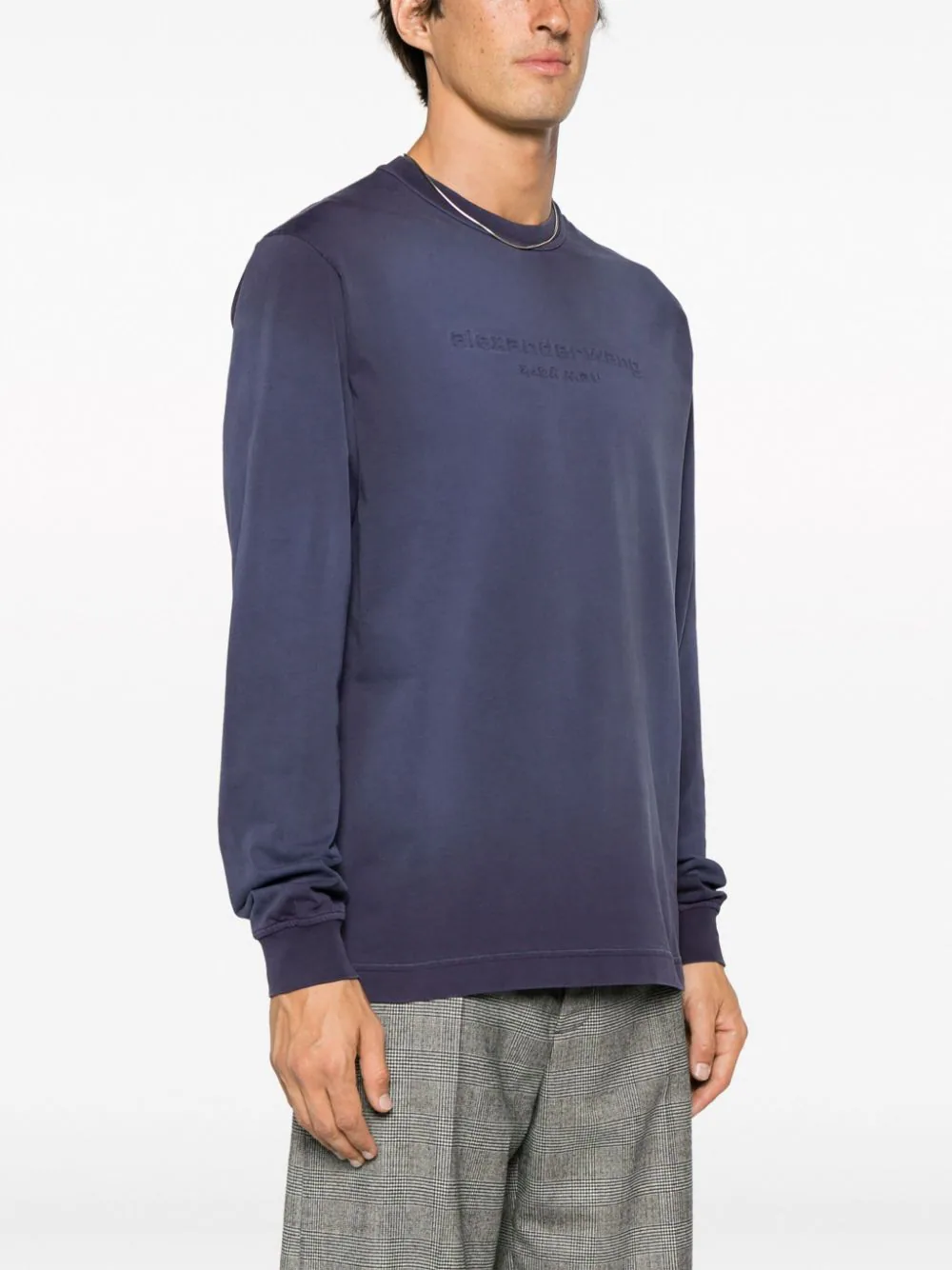 ALEXANDER WANG Women Bi-color Long Sleeve Tee With Embossed Logo