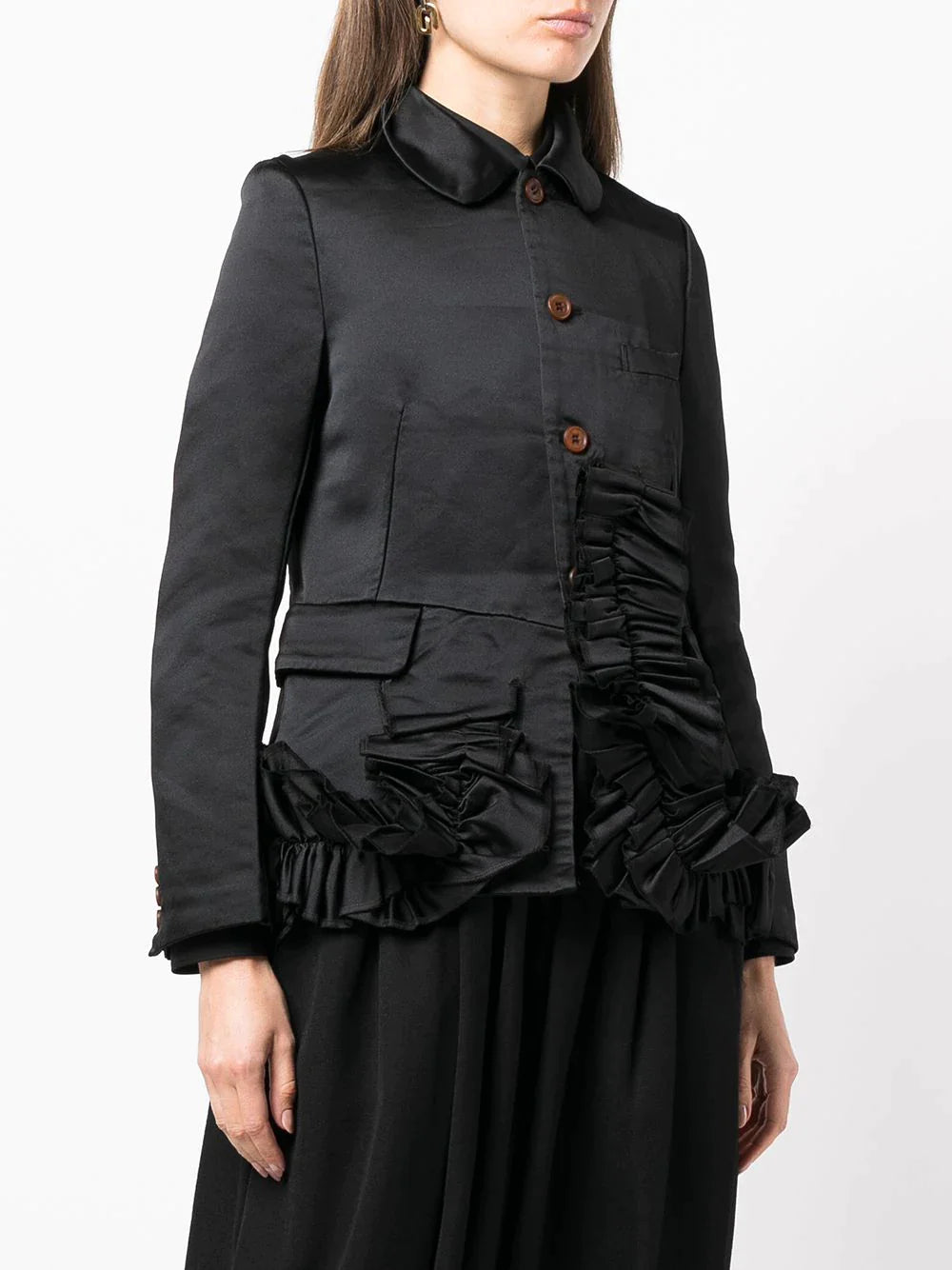 COMME DES GARCONS COMME DES GARCONS WOMEN ROUND COLLAR RUFFLE DETAIL JACKET