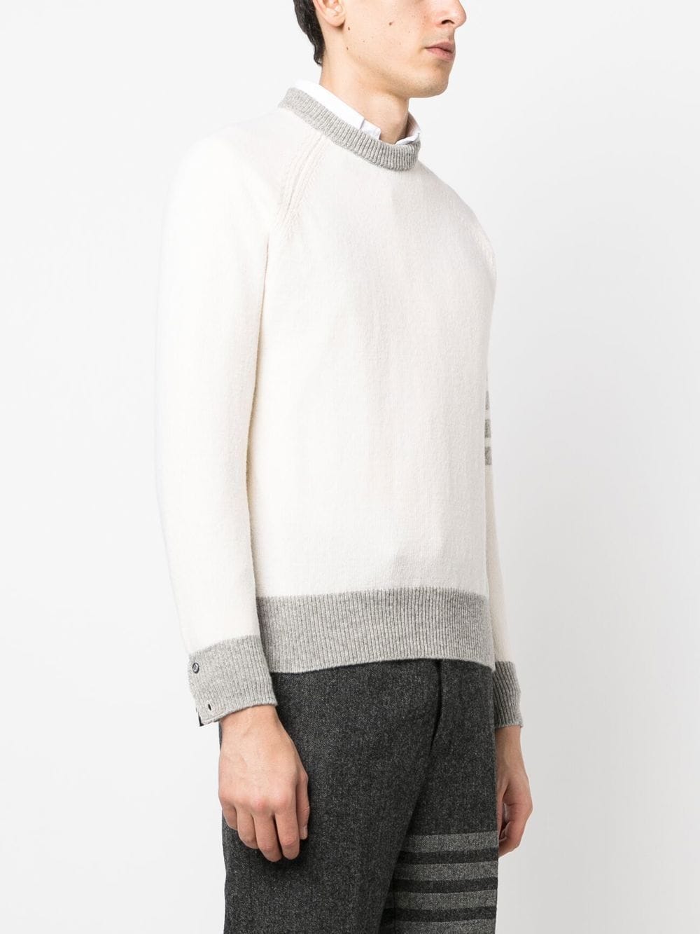 THOM BROWNE Men Jersey Stitch Reglan Sleeve Relaxed Crewneck Pullover Sweater