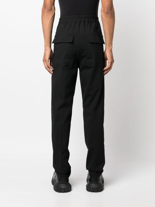 RICK OWENS Men Paper Finish Wool Drawstring Slim Long Pants