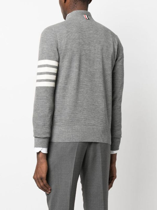 THOM BROWNE Men Waffle Stitch Cardigan In Fine Merino Wool