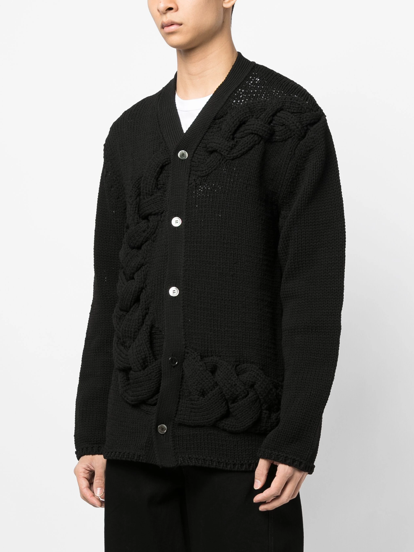 COMME DES GARCONS HOMME PLUS Men Knit-woven Braided Button-up Cardigan