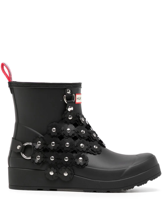 COMME DES GARCONS NOIR X HUNTER Floral Embellished Rubber Rain Boot - TRR