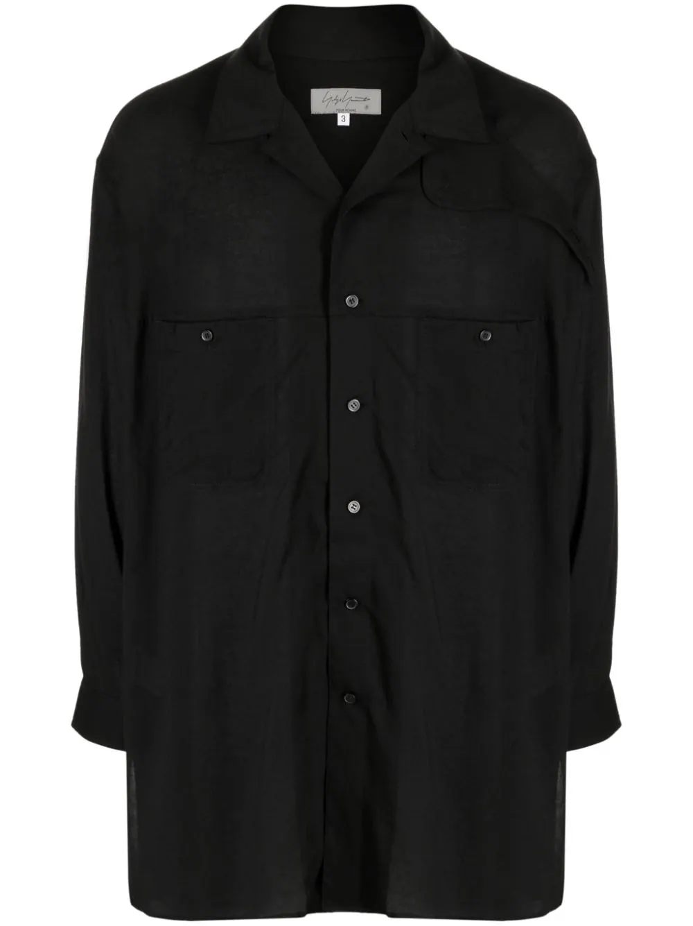 YOHJI YAMAMOTO POUR HOMME Men Chin Flap Open Collar Shirt