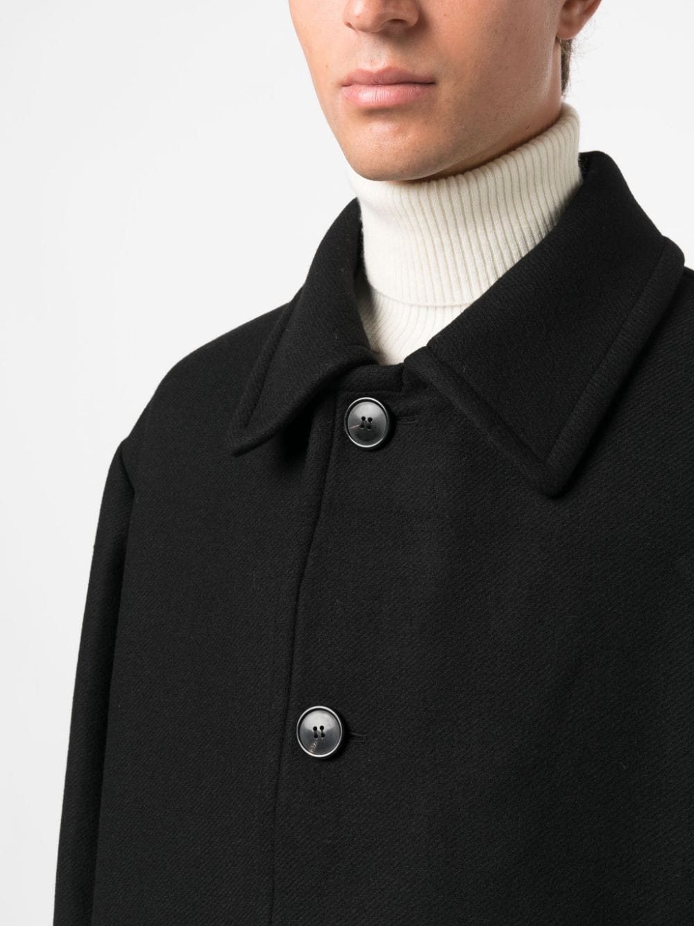 DRIES VAN NOTEN Men Heavy Wool Nylon Coat