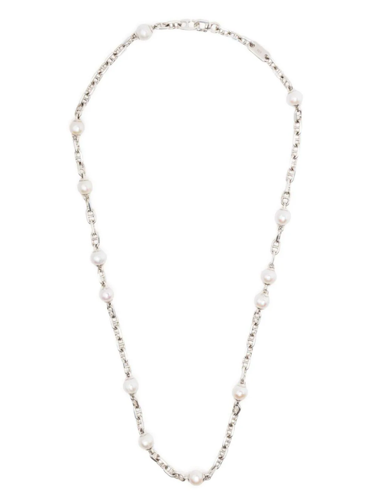 MAOR SICAR NECKLACE IN OXIDIZED SILVER WITH WHITE PEARLS