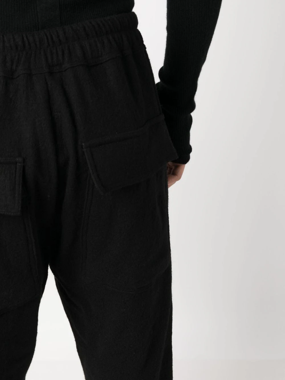 RICK OWENS Men Soft Wool Flannel Drawstring Slim Long Pants