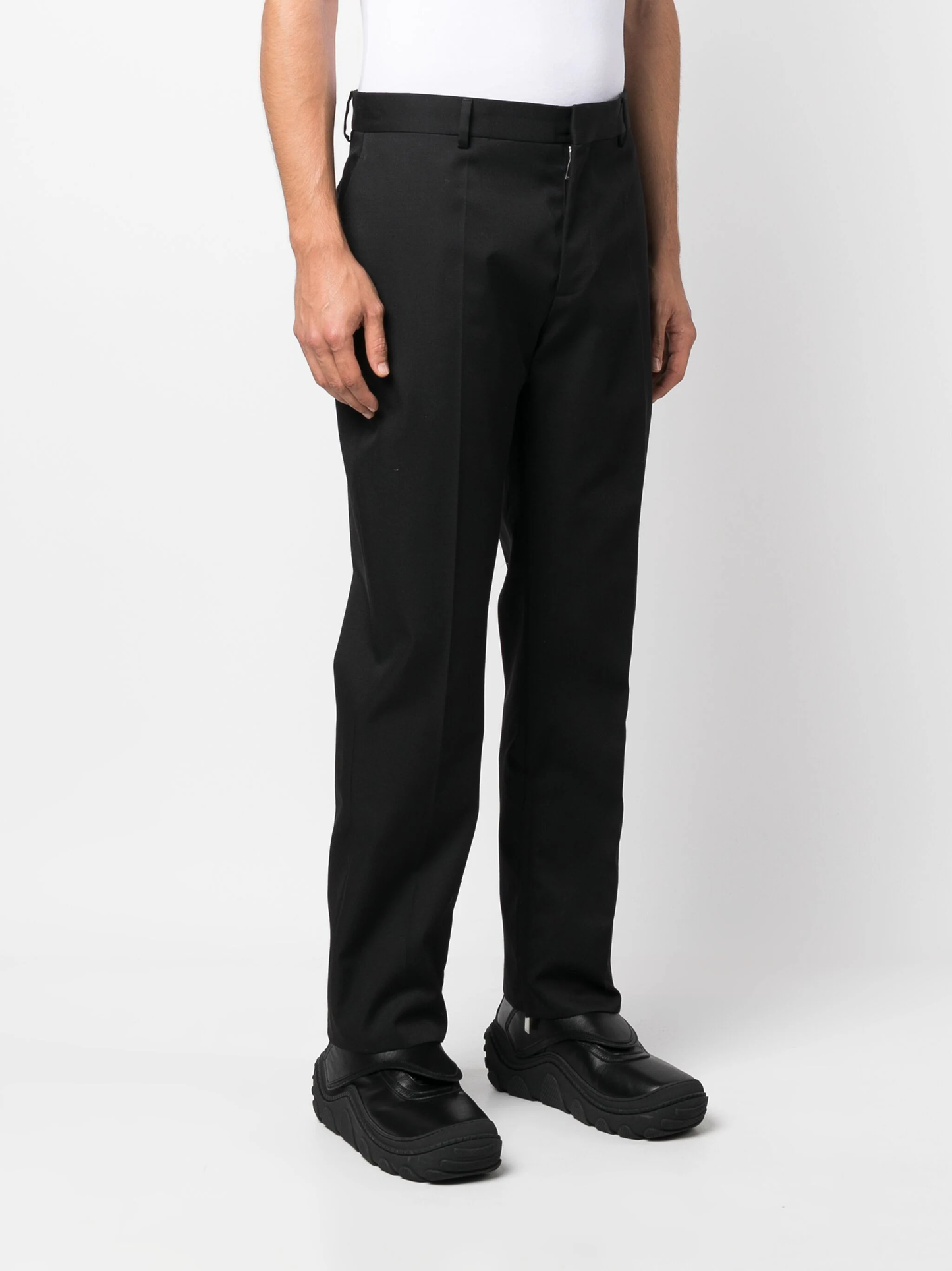 OFF-WHITE Men OW Embroidery Wool Slim Zip Pants