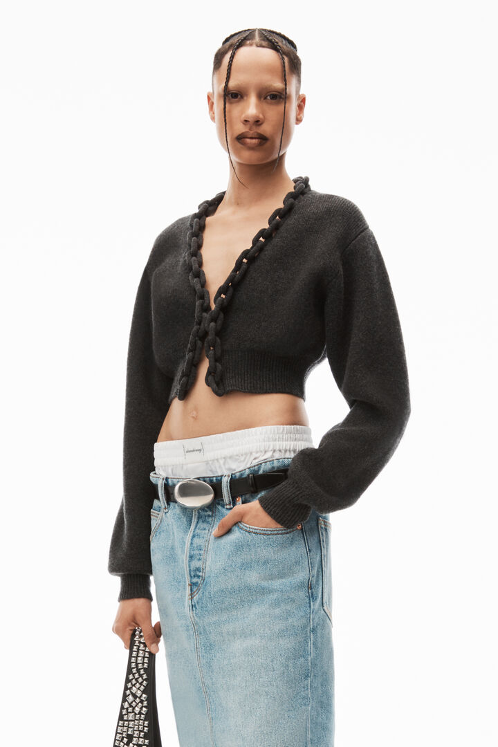 ALEXANDER WANG Women Cropped Soft Wool Cashmere Cardigan