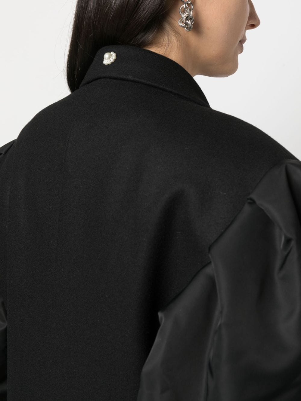 SIMONE ROCHA Women Double Breasted Coat With Bomber Satin Sleeves