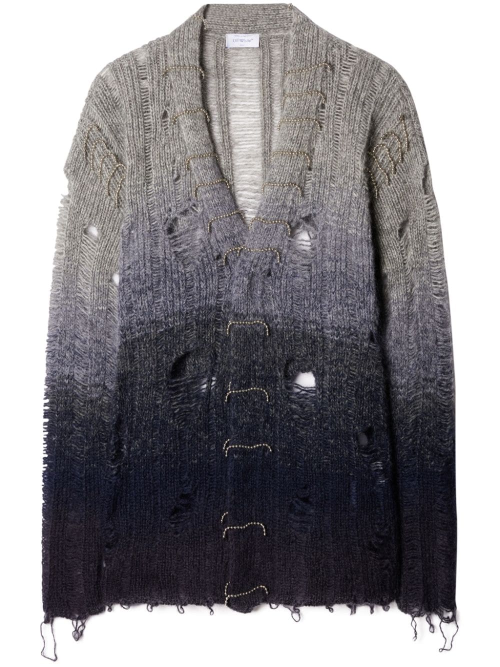 OFF-WHITE Men Distressed Mohair Cardigan