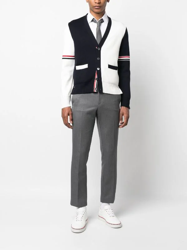 THOM BROWNE Men Milano Stitch V-Neck Cardigan