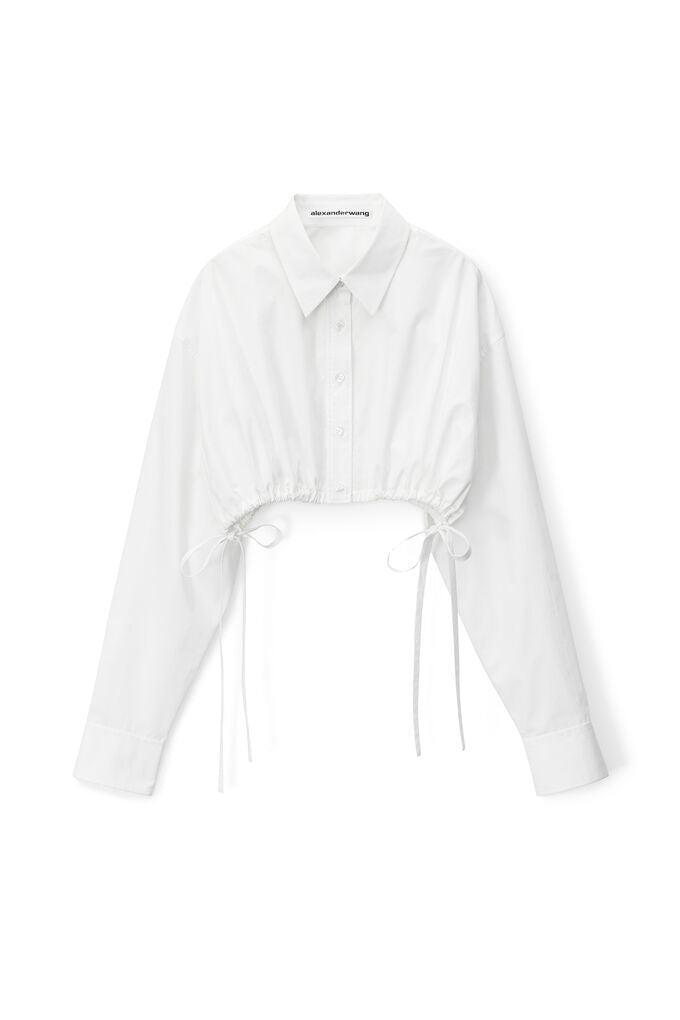 T BY ALEXANDER WANG Women Cropped Side Drawstrings At Hem Shirt