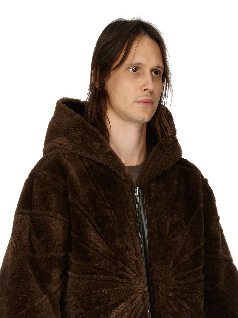 RICK OWENS Men Runway Jumbo Peter Lamb Shearling Radiance Pea