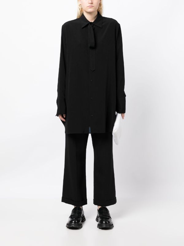 YOHJI YAMAMOTO REGULATION WOMEN R-W CUFFS STYLE BLACK SHIRT