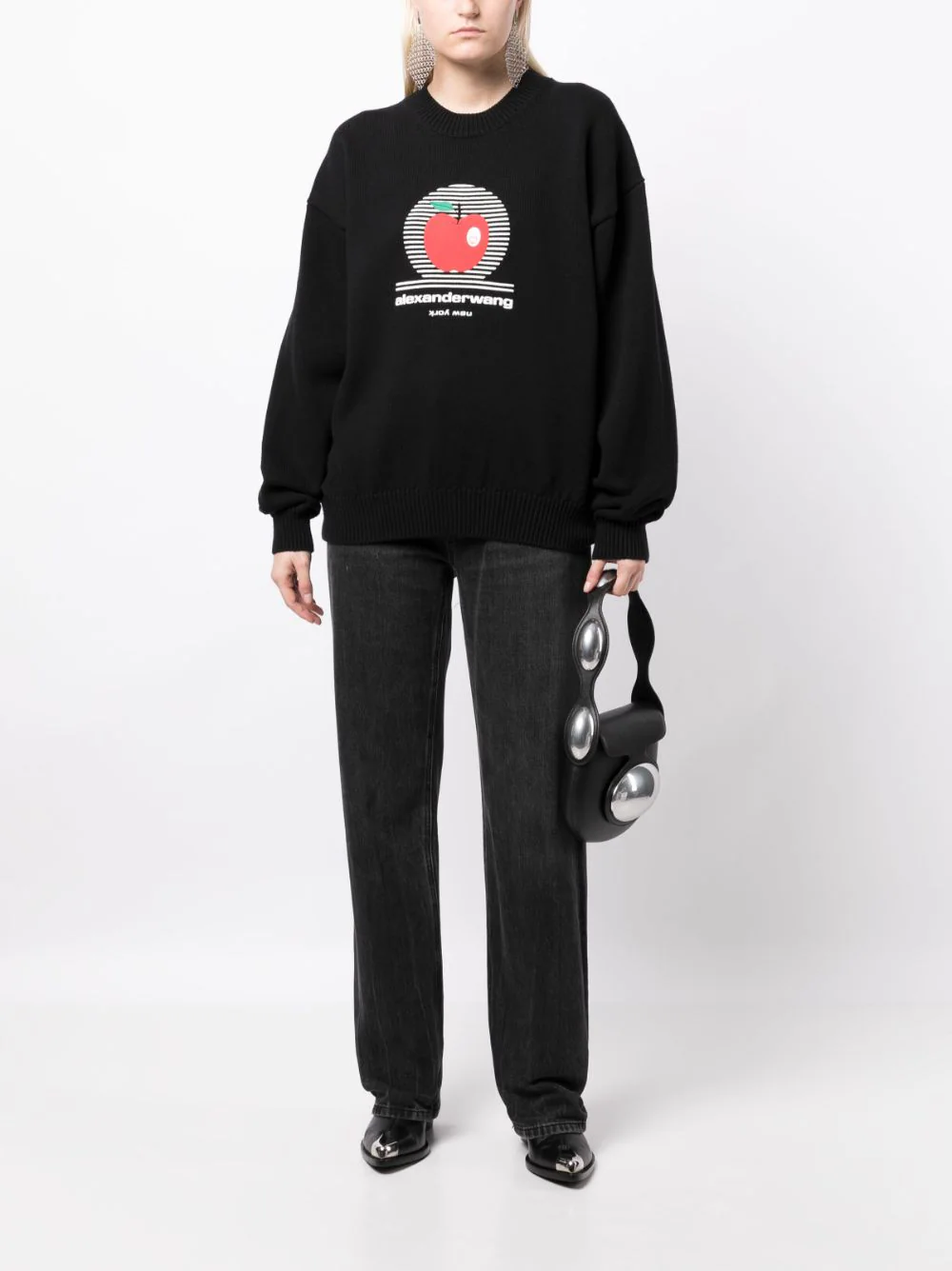 ALEXANDER WANG Women Pullover With NY Apple Puff Logo Crewneck