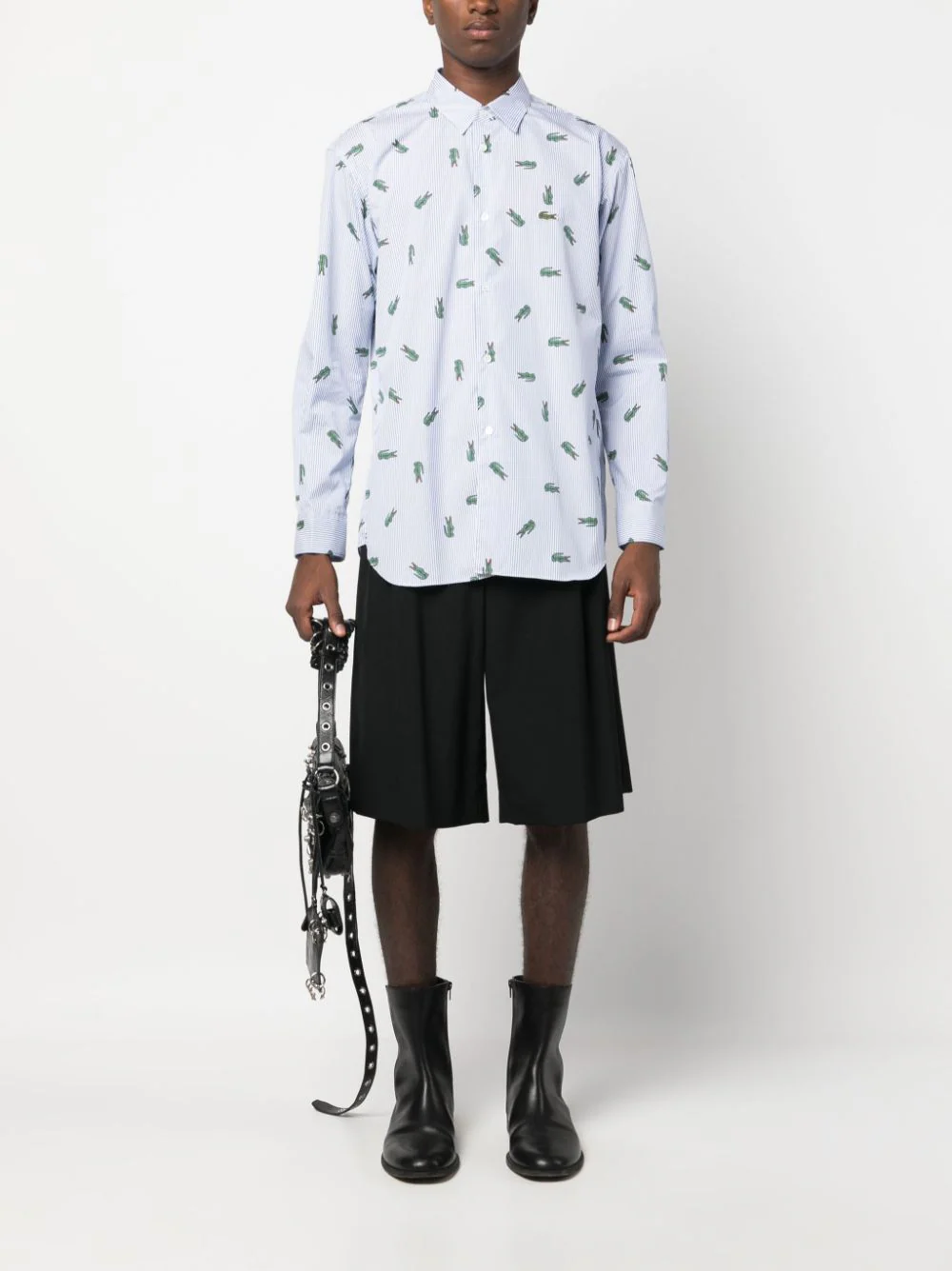 COMME DES GARCONS SHIRT X LACOSTE Men Logo-print Striped Shirt