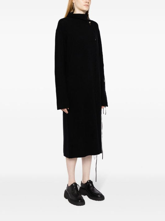 YOHJI YAMAMOTO Women Leather String Turtle Neck Dress