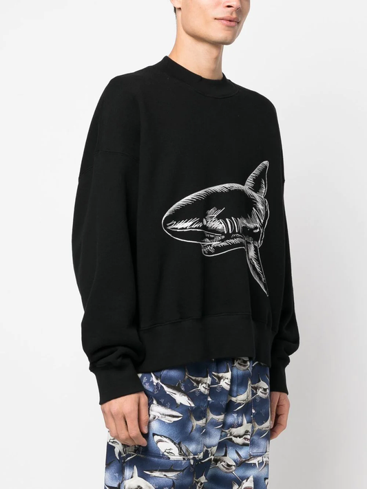 PALM ANGELS MEN SPLIT SHARK CREWNECK