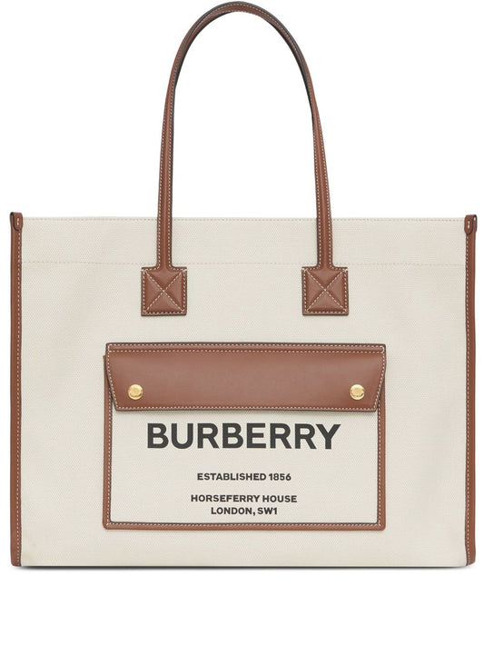 BURBERRY Women Medium two-tone Canvas & Leather  Freya Bag