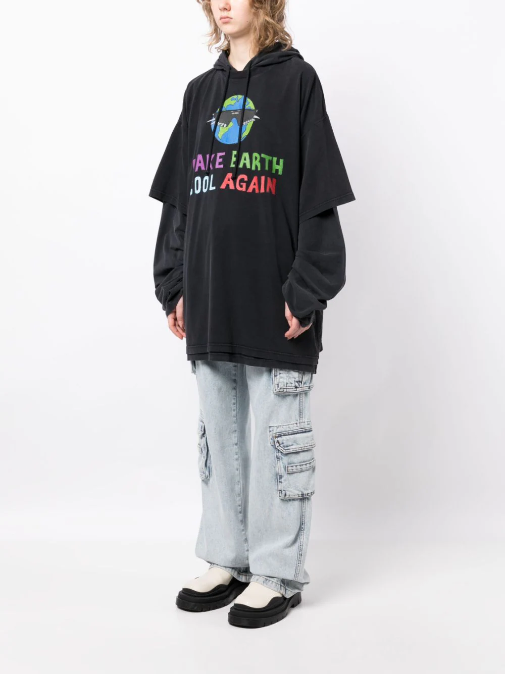 VETEMENTS Unisex Cool Earth Long Sleeve Hoodie