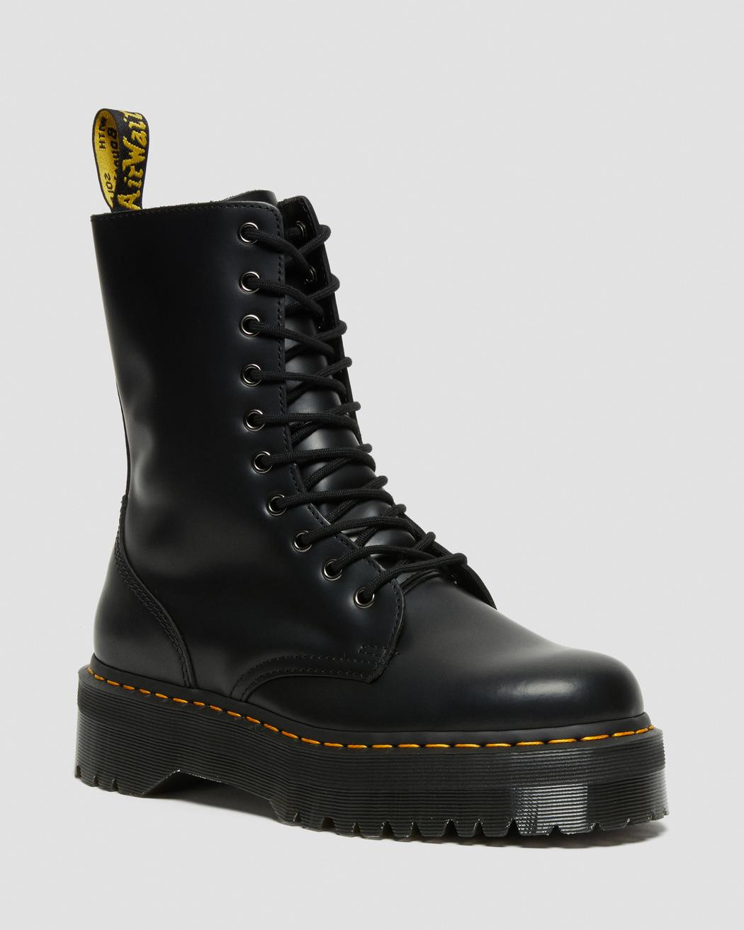 DR. MARTENS JADON HI POLISHED SMOOTH LEATHER PLATFORM BOOTS