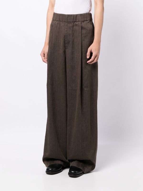 DRIES VAN NOTEN Men Pilburn Washed Cotton Linen Polyester Stripe On Heringbone Structure Pants