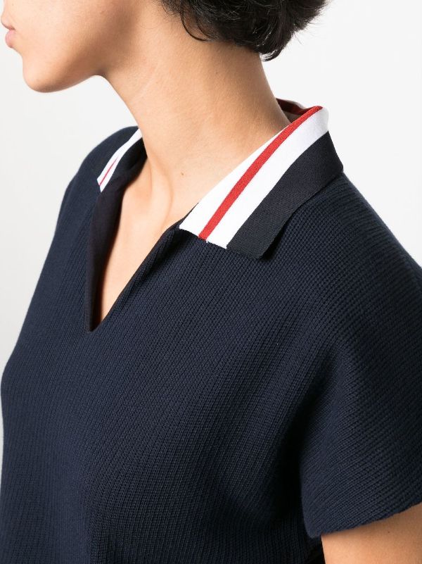 THOM BROWNE Women Cricket Striped SS Polo Shirt