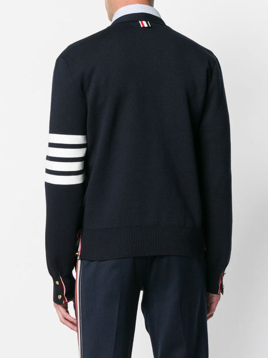 THOM BROWNE Men Milano Stitch V Neck Cotton Crepe Cardigan