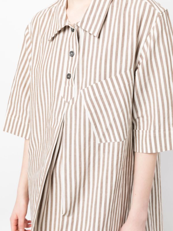 MARGARET HOWELL Women Drop Pocket Polo Dress Candy Stripe