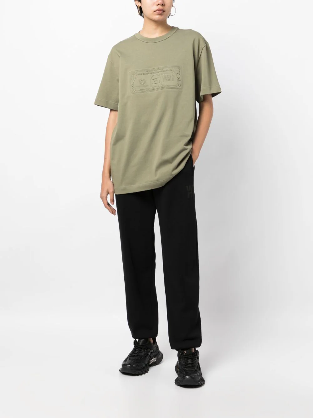 ALEXANDER WANG Women Short Sleeve Dollar Bill Emboss Tee