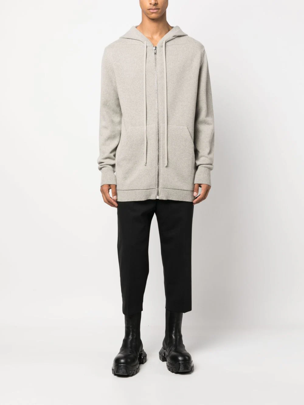 RICK OWENS Men Recycled Cashmere Zipped Hoodie