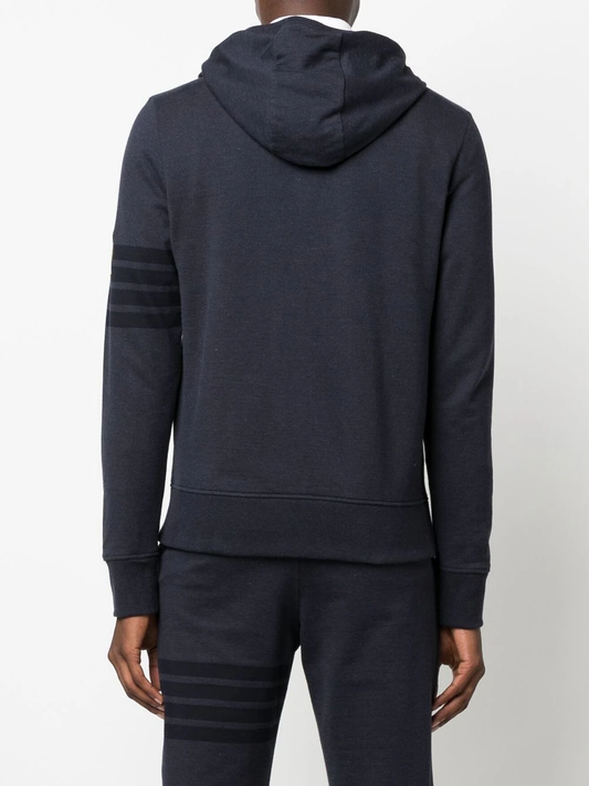 THOM BROWNE Men Classic Dark 4 Bar Zip Up Hoodie