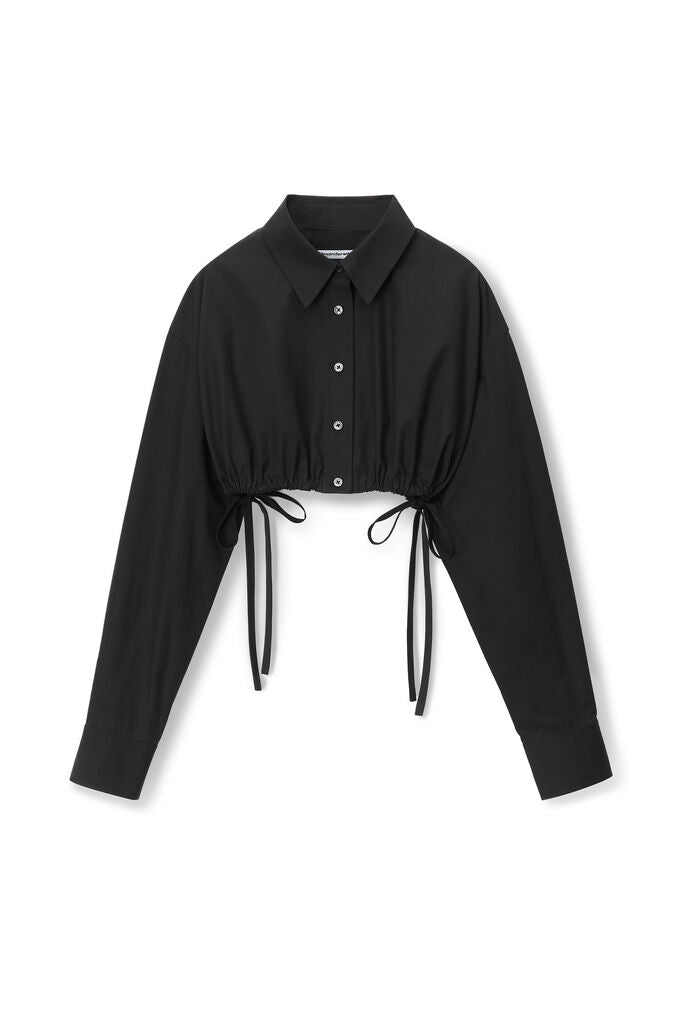 T BY ALEXANDER WANG Women Side Drawstrings At Hem Cropped Shirt