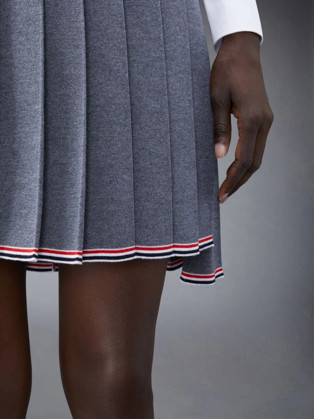 THOM BROWNE Women Full Needle Pleated Merino Wool Mini Skirt