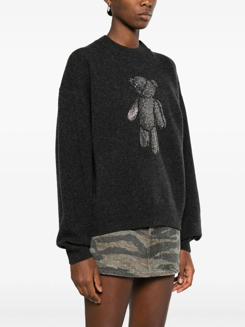 ALEXANDER WANG Women Oversized Crewneck Pullover W/ Crystal Beiress