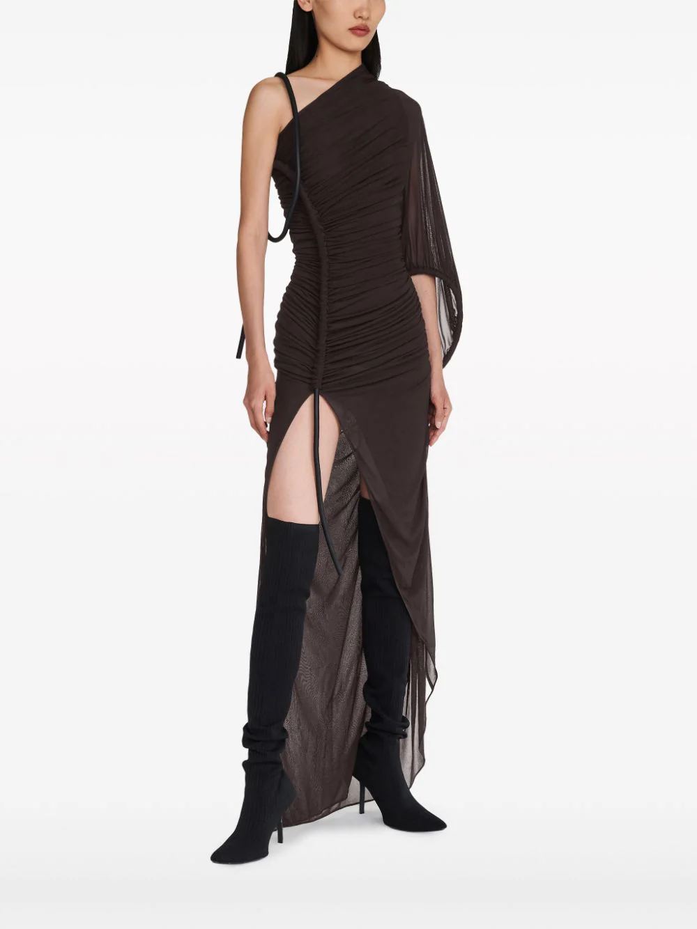 DION LEE Women Sheer Viscose Jersey Tube Drape Dress